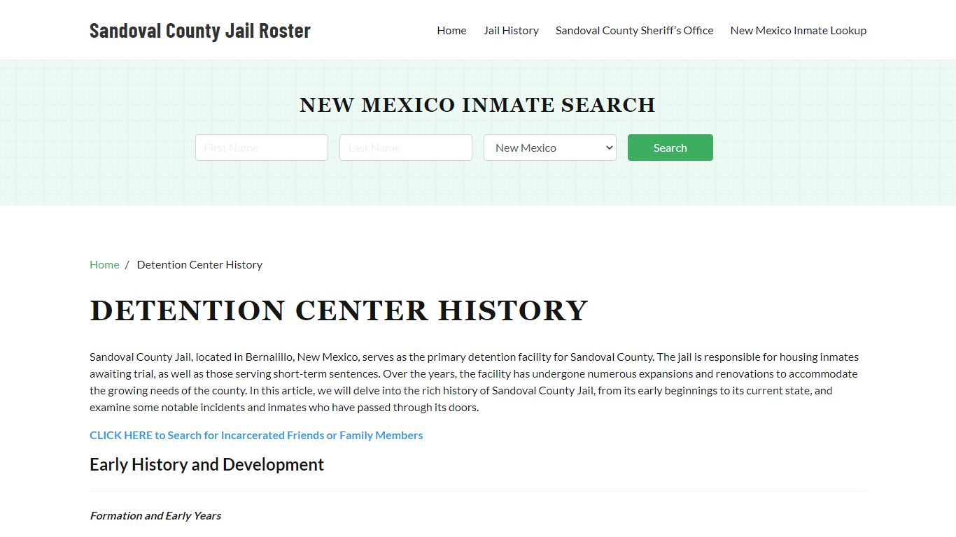 Sandoval County Jail, NM History