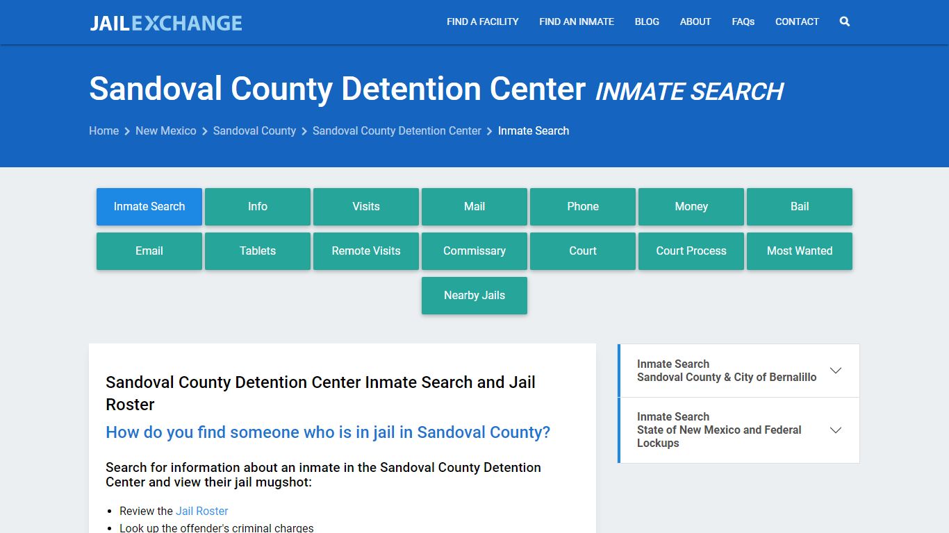 Sandoval County Detention Center Inmate Search - Jail Exchange